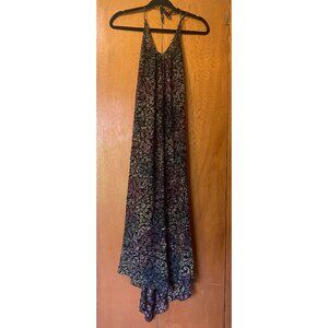 ZARA BLACK FLOWER & LEAF PATTERNED HALTER DRESS, LIKE NEW, Small